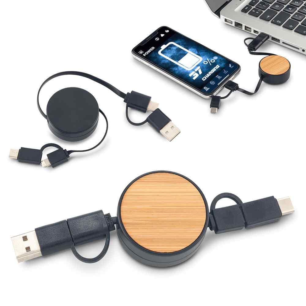 Cable Multicargador Bamboo personalizado con logo