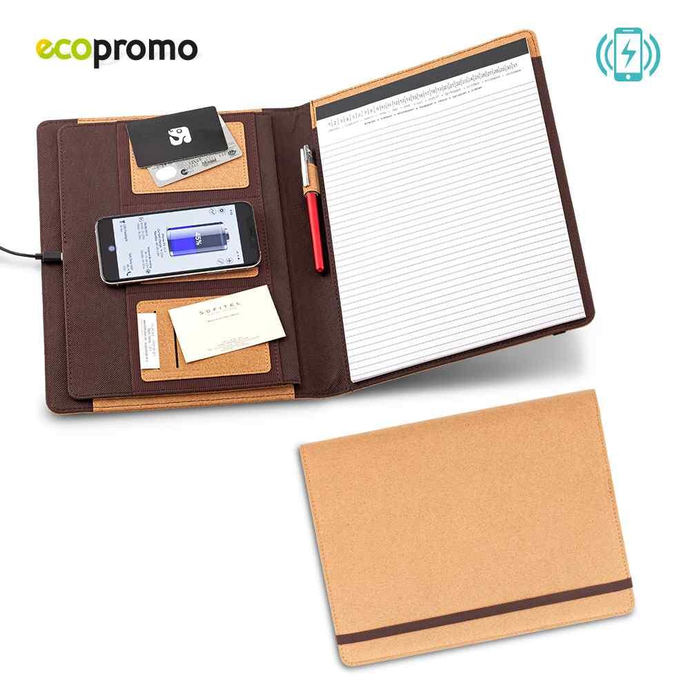 Carpeta Folder Con Cargador Inalámbrico Cork personalizado con logo