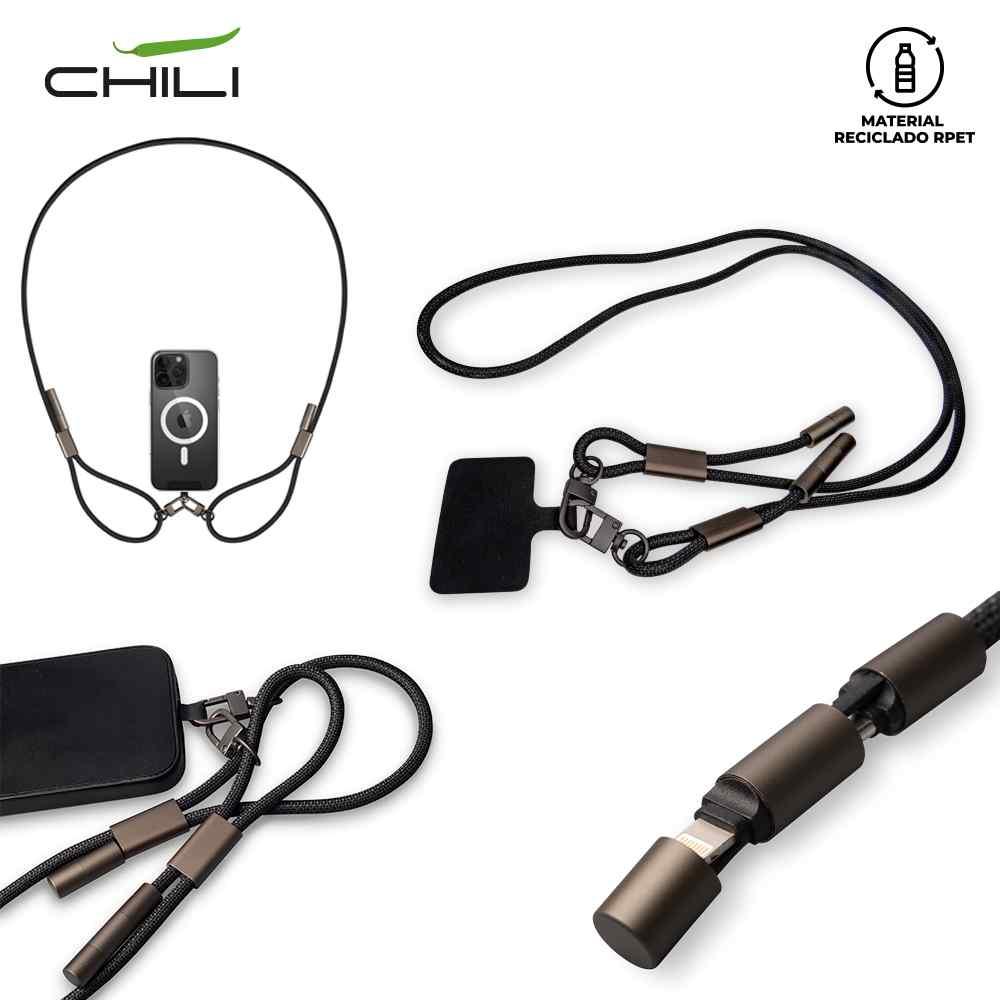 Cordón Portacelular Con Cables Chili personalizado con logo