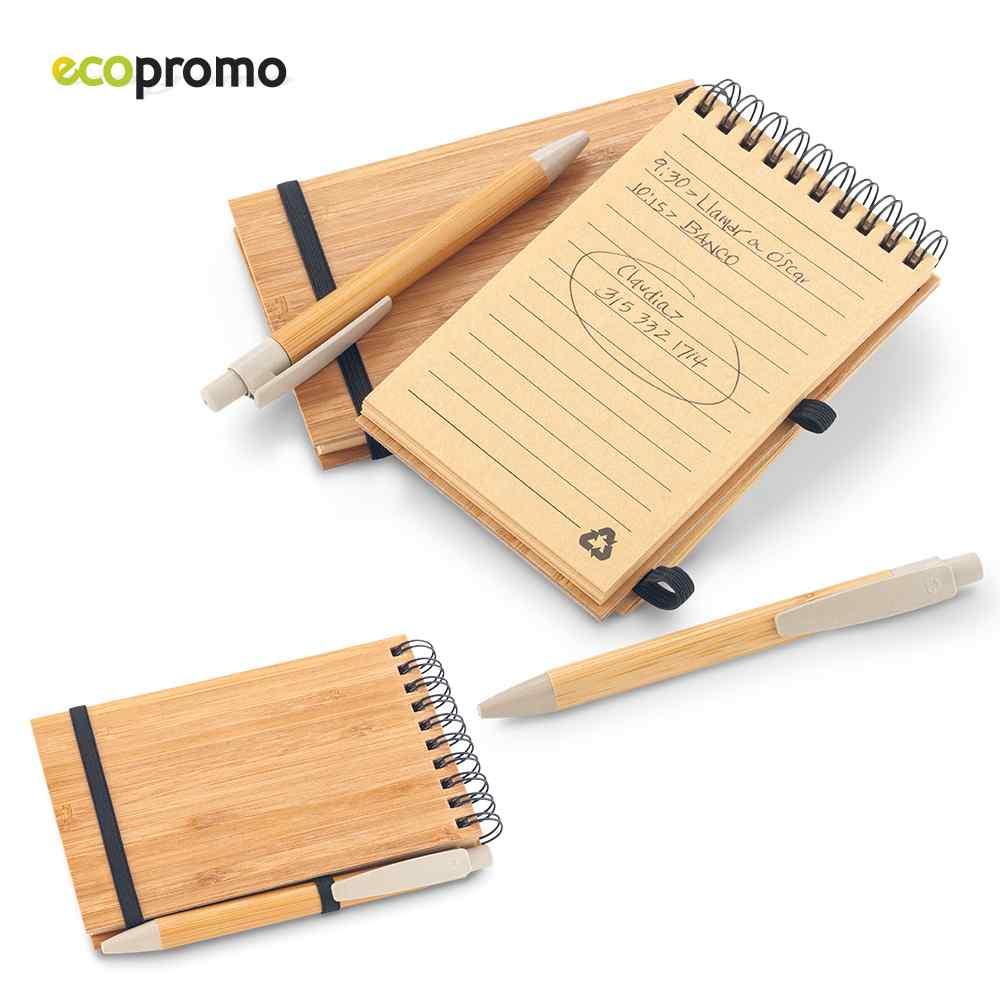Libreta Con Bolígrafo Bamboo personalizado con logo
