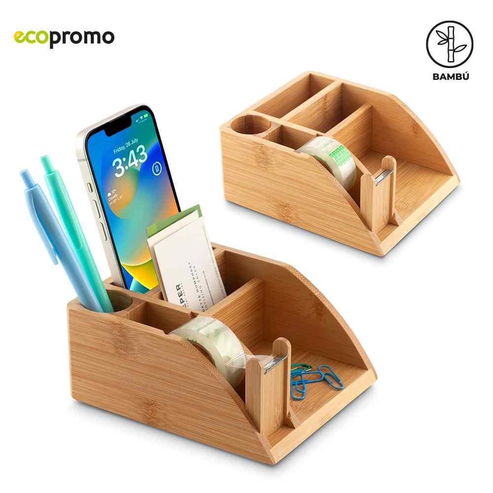 Organizador de Escritorio Bamboo personalizado con logo