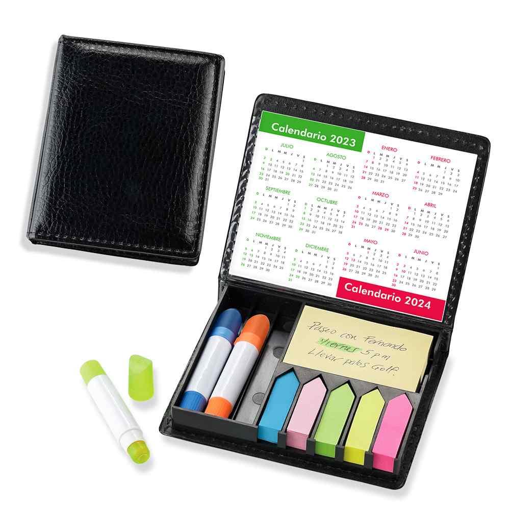 Set de Escritorio en pu Stickies y Resaltadores Mágicos personalizado con logo
