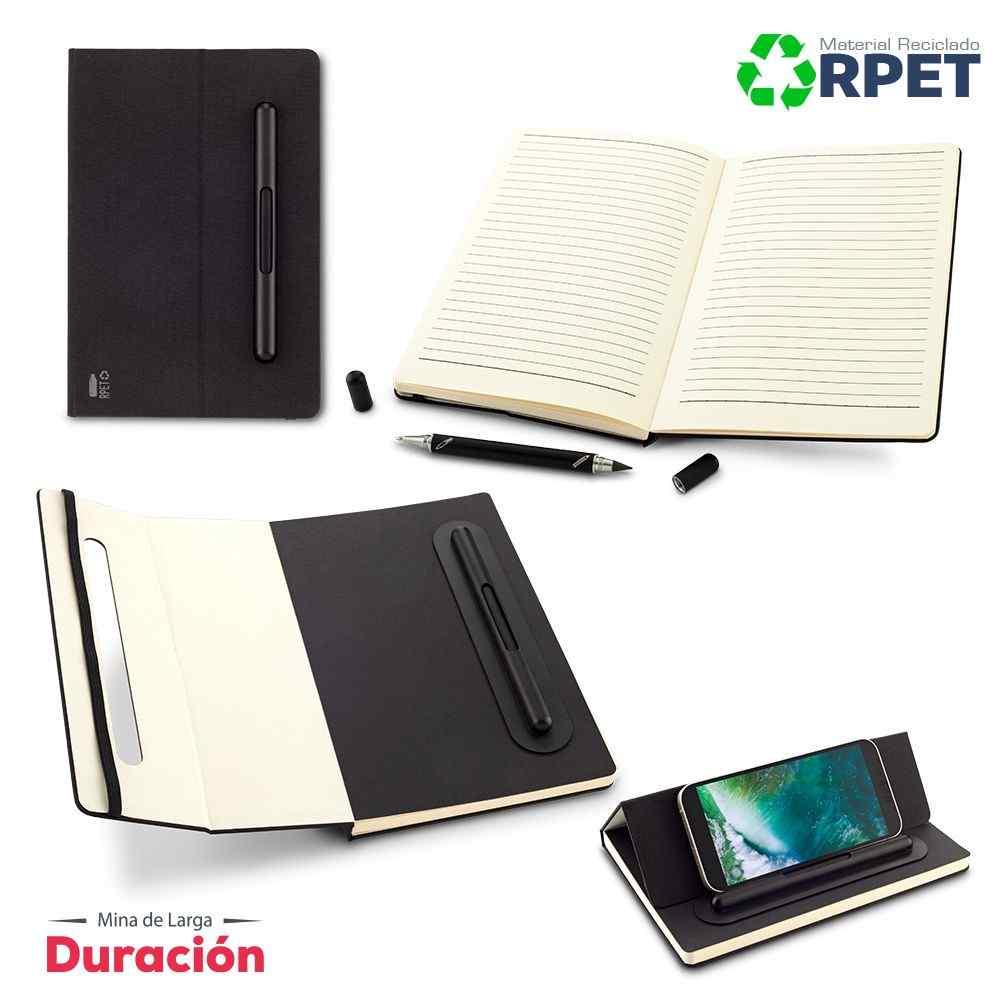 Set de Libreta y Bolígrafo 2-1 Rpet personalizado con logo